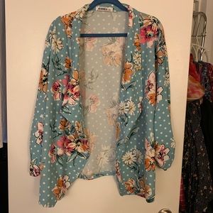 3x waterfall cardigan with ruched sleeves